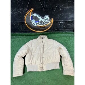 Pretty Little Things‎ Beige Cropped Peach Skin Bubble Puffer Jacket Size 12 MD